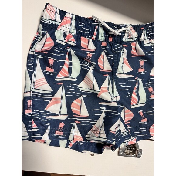 Janie And Jack Boys Swim Trunks Rash Guard Sail Pink Blue Sz 2T - Picture 5 of 9